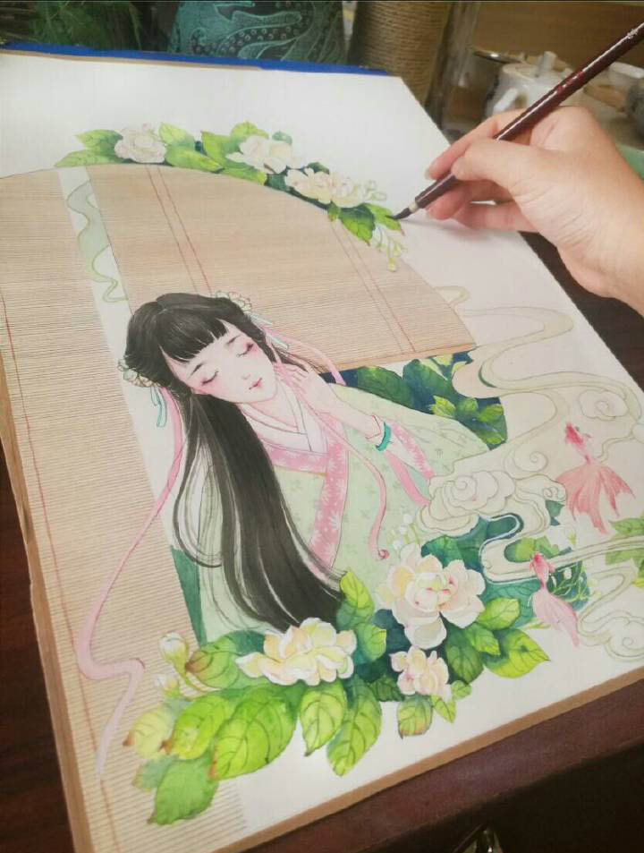 超細致的古風水彩女子繪畫教程 清新唯美