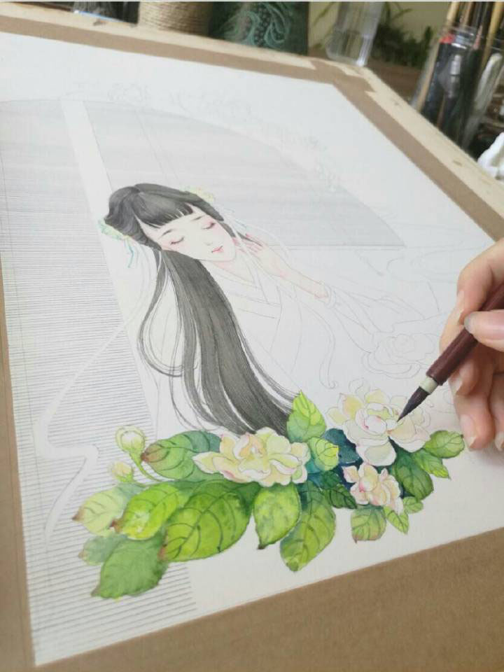 超細致的古風水彩女子繪畫教程 清新唯美