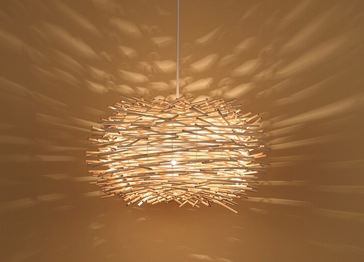 竹編藝術(shù)創(chuàng)意鳥(niǎo)巢吊燈