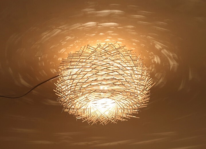 竹編藝術(shù)創(chuàng)意鳥(niǎo)巢吊燈