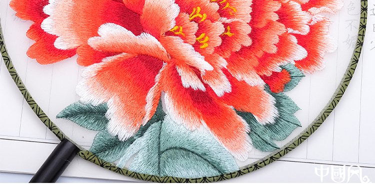 古典福連文苑牡丹繡花手工刺繡團(tuán)扇