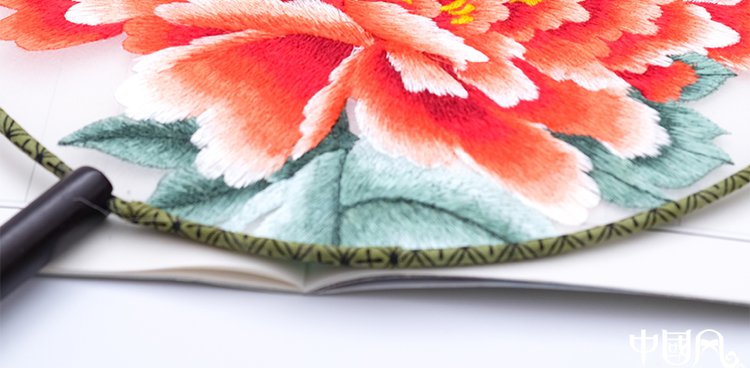 古典福連文苑牡丹繡花手工刺繡團(tuán)扇