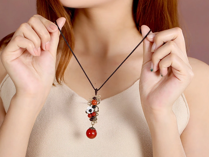 簡約民族風瑪瑙吊墜裝飾飾品項鏈