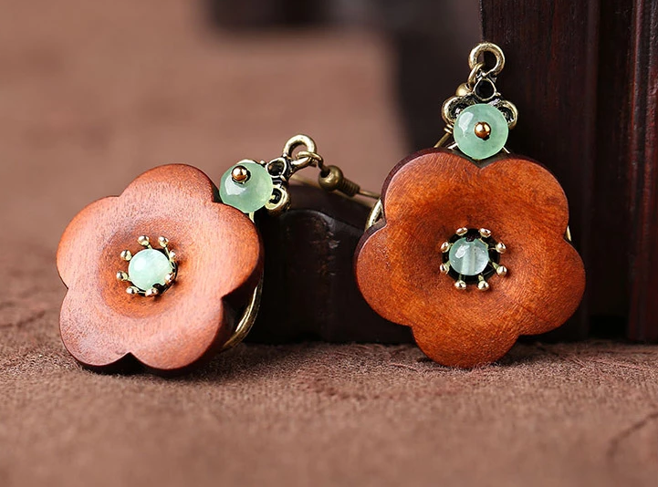 簡約復古氣質(zhì)木質(zhì)耳墜耳環(huán)首飾