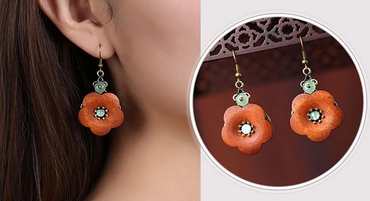 簡約復古氣質(zhì)木質(zhì)耳墜耳環(huán)首飾