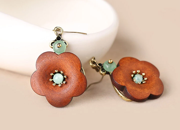 簡約復古氣質(zhì)木質(zhì)耳墜耳環(huán)首飾