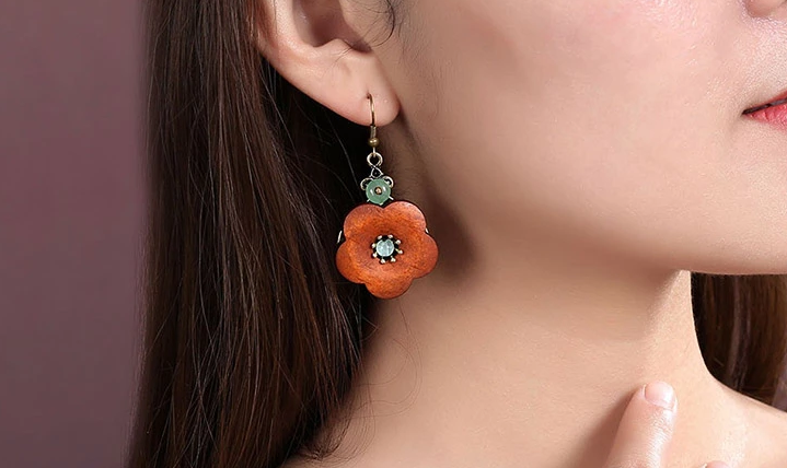 簡約復古氣質(zhì)木質(zhì)耳墜耳環(huán)首飾