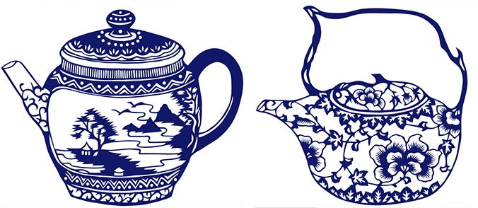 15款古典福連文苑青花瓷圖案剪紙藝術(shù)