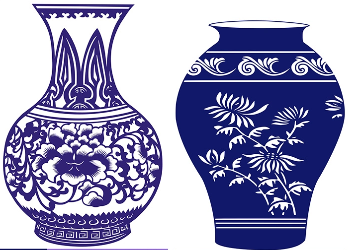 15款古典福連文苑青花瓷圖案剪紙藝術(shù)