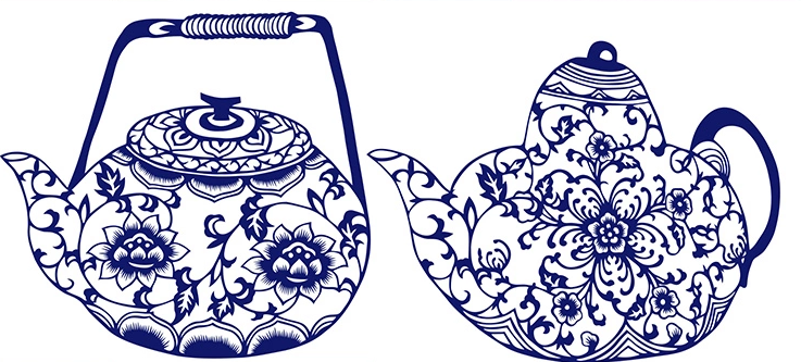 15款古典福連文苑青花瓷圖案剪紙藝術