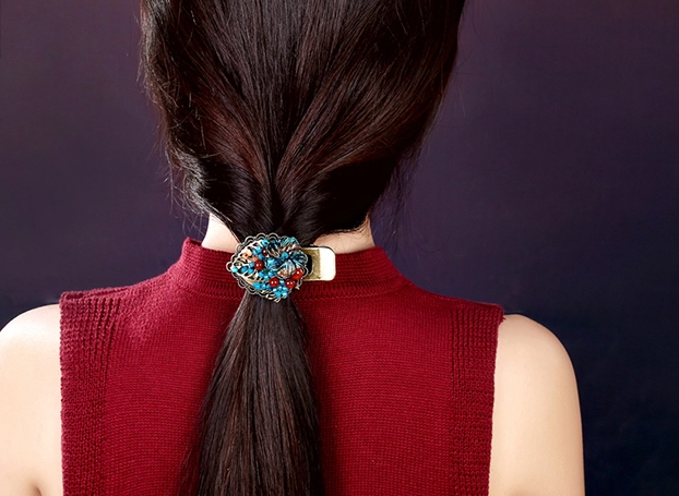 手工琉璃花鴨嘴夾發(fā)夾復古古典頭飾