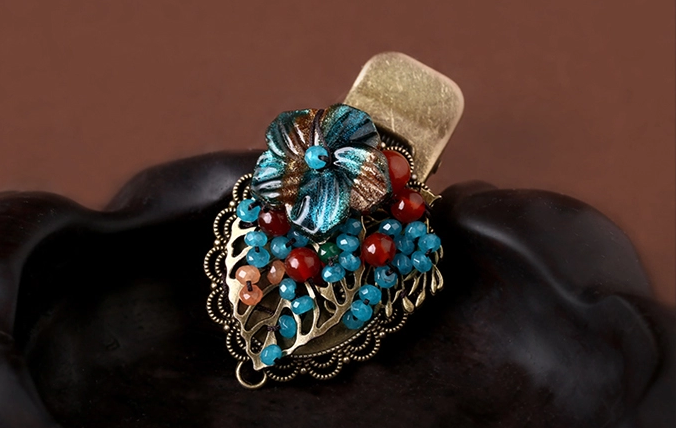 手工琉璃花鴨嘴夾發(fā)夾復古古典頭飾