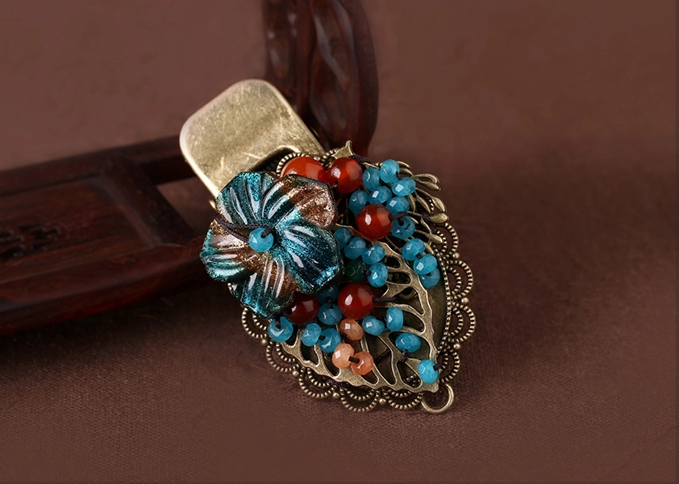 手工琉璃花鴨嘴夾發(fā)夾復古古典頭飾