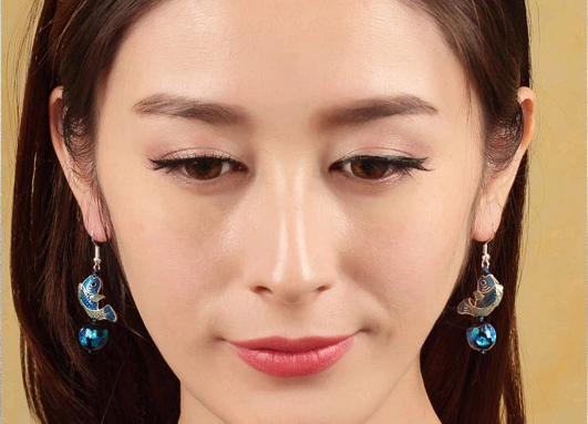 藍色景泰藍魚兒耳環(huán)琉璃時尚氣質(zhì)耳墜首飾