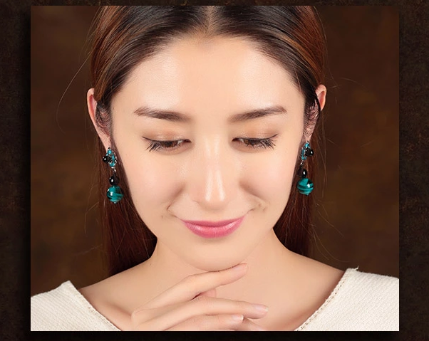 福連文苑琉璃瑪瑙耳墜手工復古耳環(huán)首飾