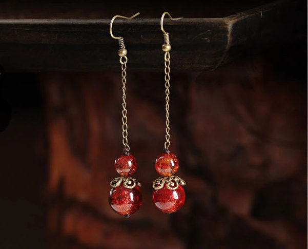 琉璃吊墜復古氣質(zhì)耳墜耳環(huán)