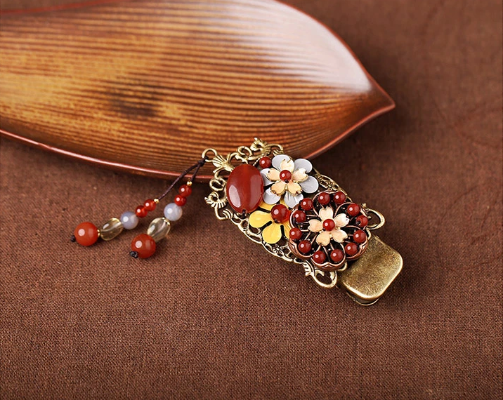 福連文苑紅色發(fā)夾古典民族風頭飾