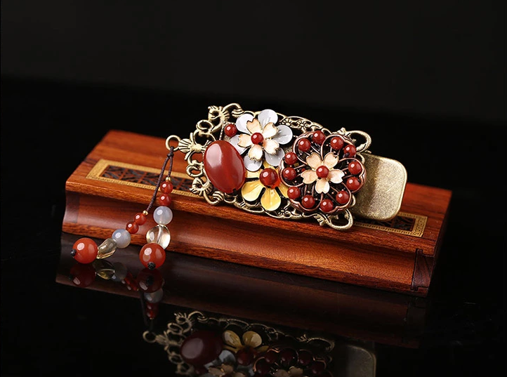 福連文苑紅色發(fā)夾古典民族風頭飾