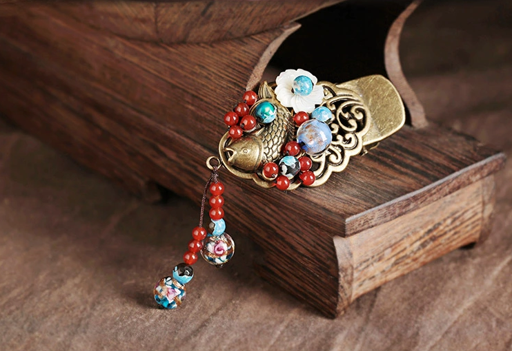 一尾游魚發(fā)夾，復(fù)古風(fēng)鴨嘴夾頭飾