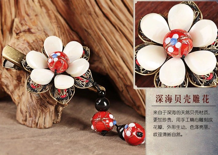 古風(fēng)古典貝殼發(fā)夾，小花朵清新頭飾