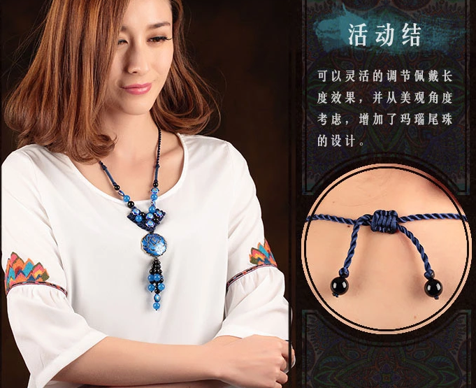 國(guó)色天香牡丹花吊墜復(fù)古風(fēng)項(xiàng)鏈毛衣鏈