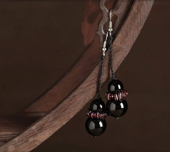 石榴石瑪瑙福連文苑古典長款耳環(huán)首飾