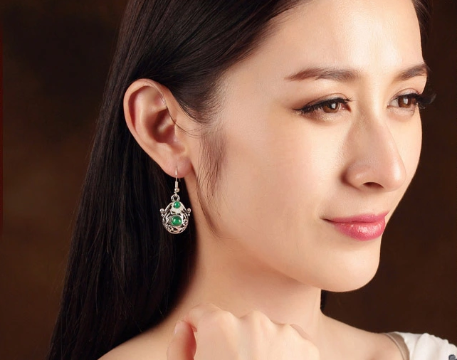 清新花朵耳墜復古福連文苑耳環(huán)首飾