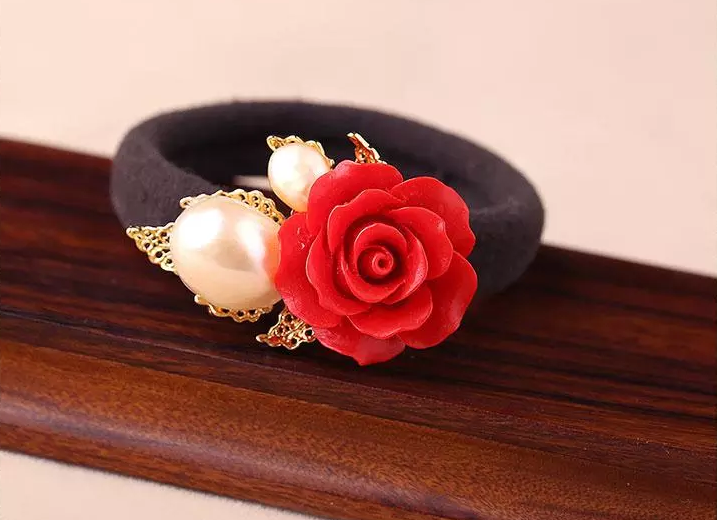 福連文苑紅色花朵頭飾小清新發(fā)圈發(fā)飾