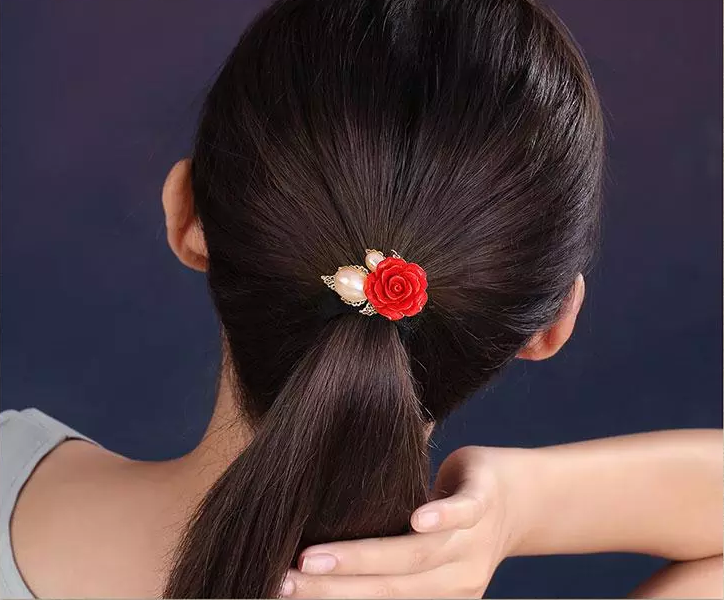 福連文苑紅色花朵頭飾小清新發(fā)圈發(fā)飾
