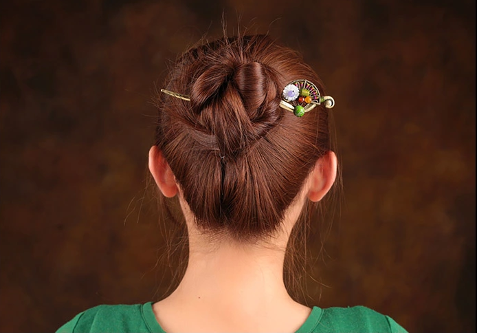 金扇貝殼花古風簪子古典盤發(fā)頭飾