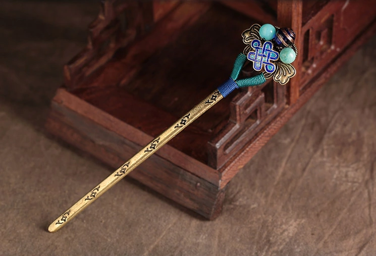 古典宮廷福連文苑手工簪子盤發(fā)頭飾