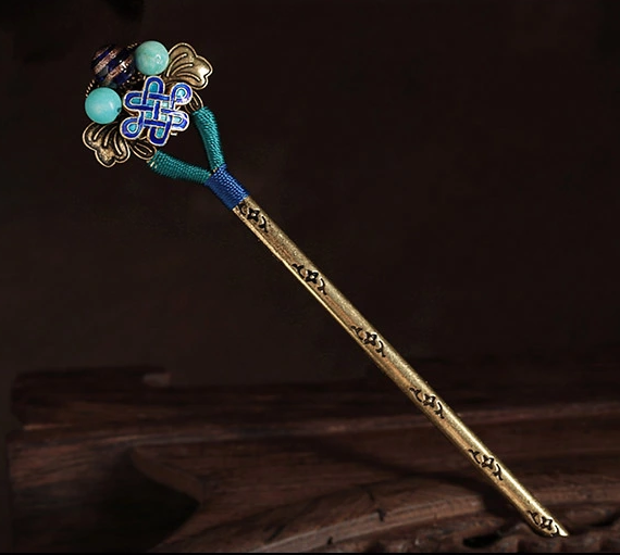 古典宮廷福連文苑手工簪子盤發(fā)頭飾