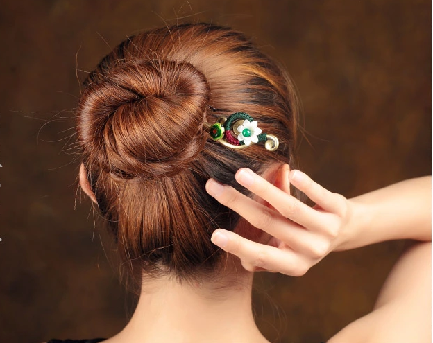 古典貝殼花朵福連文苑簪子盤發(fā)頭飾