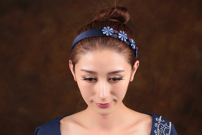 格?；ㄩ_中式發(fā)箍福連文苑藍(lán)色清新頭飾