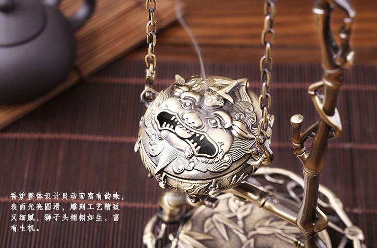 《竹葉掛福》禪擺香爐圖片