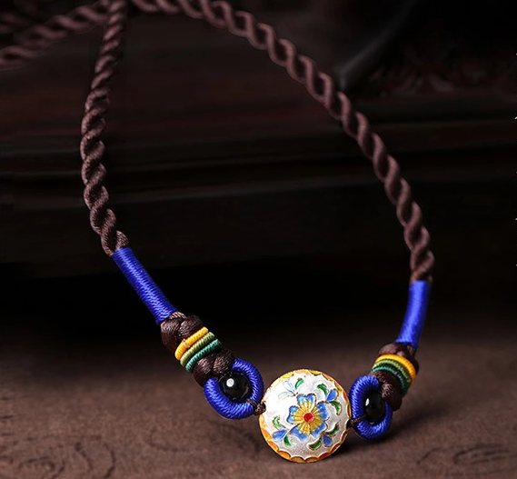 簡約景泰藍(lán)項(xiàng)鏈藍(lán)色鎖骨鏈復(fù)古首飾