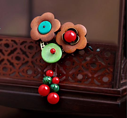 青梅項鏈復古花朵時尚首飾