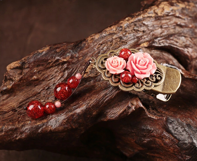 媚香粉貝雕花時(shí)尚福連文苑發(fā)夾頭飾