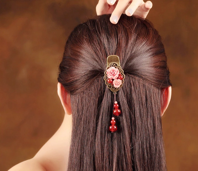 媚香粉貝雕花時(shí)尚福連文苑發(fā)夾頭飾