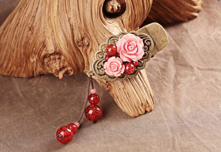 媚香粉貝雕花時(shí)尚福連文苑發(fā)夾頭飾