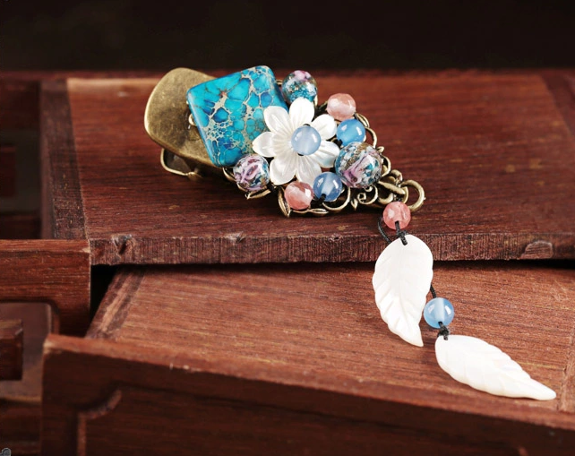 深海貝殼雕花復古風發(fā)夾頭飾