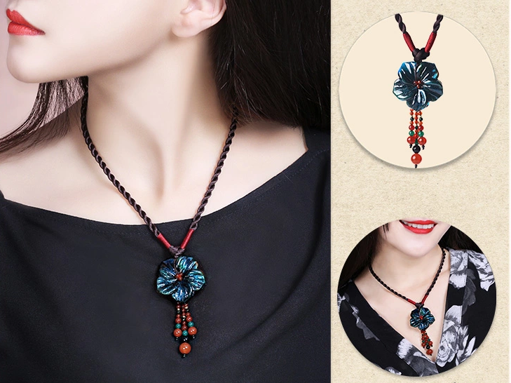 琉璃花朵吊墜時尚古風項鏈首飾