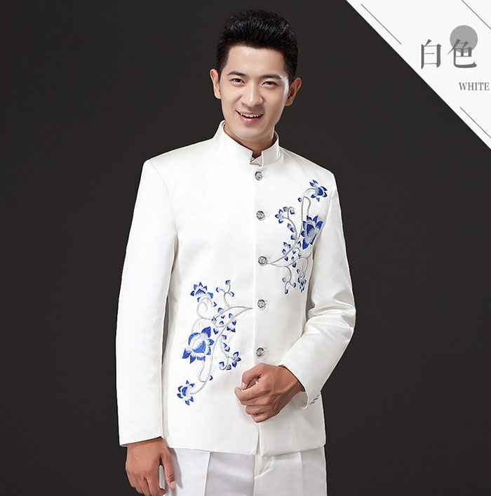 福連文苑刺繡立領(lǐng)中山裝