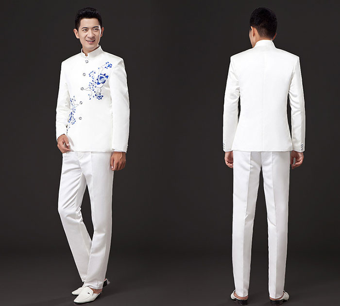 福連文苑刺繡立領(lǐng)中山裝