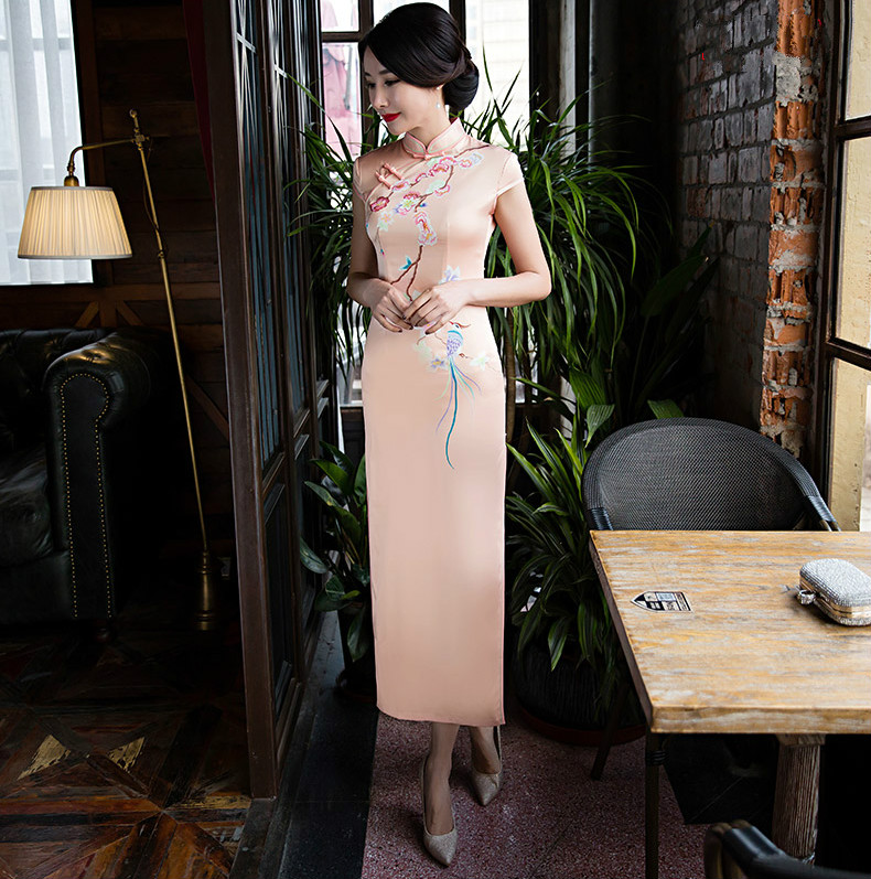 絲綢復(fù)古改良福連文苑少女旗袍