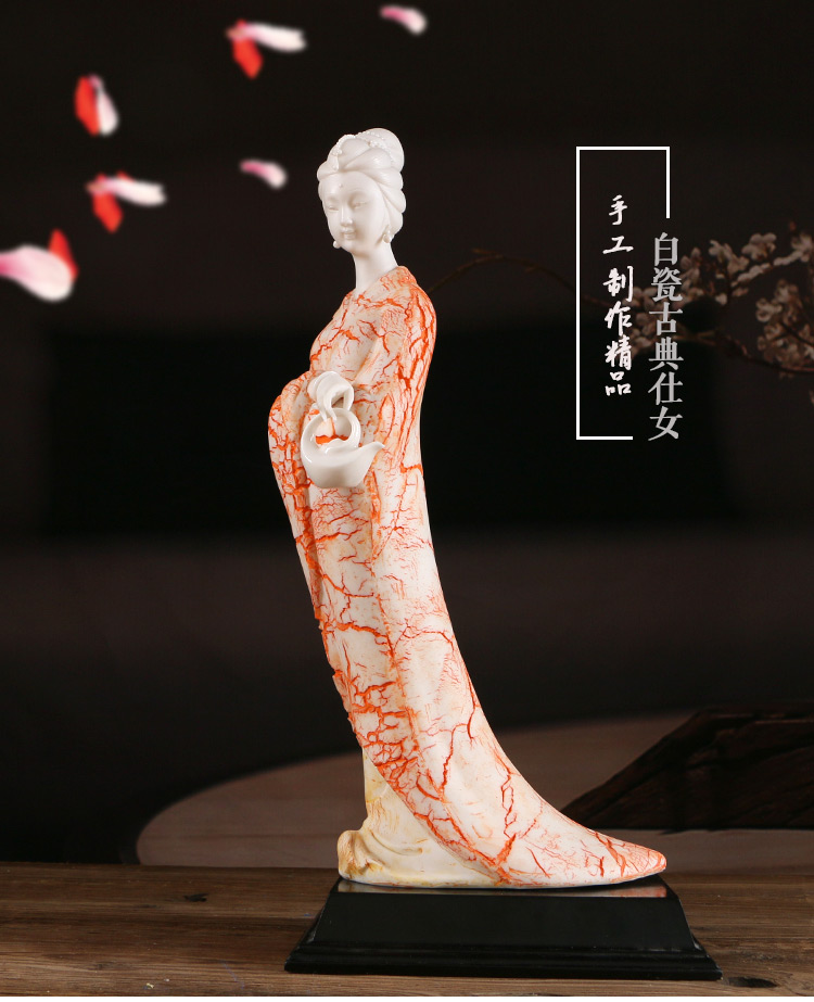 福連文苑古典美女白瓷仕女藝術(shù)品