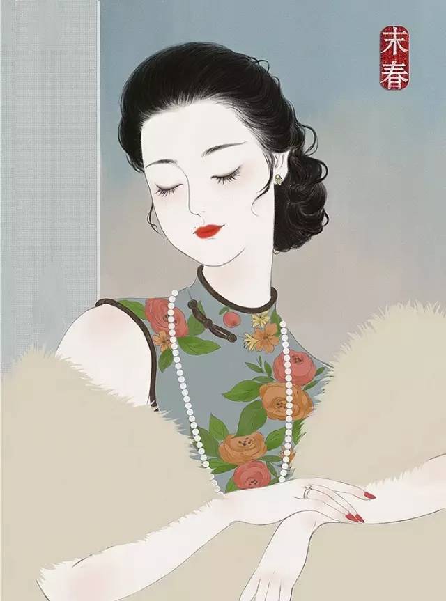 獨(dú)特中國(guó)美，最美插畫(huà)，膚如凝脂珠圓玉潤(rùn)民國(guó)