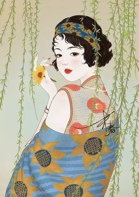 獨(dú)特中國(guó)美，最美插畫(huà)，膚如凝脂珠圓玉潤(rùn)民國(guó)