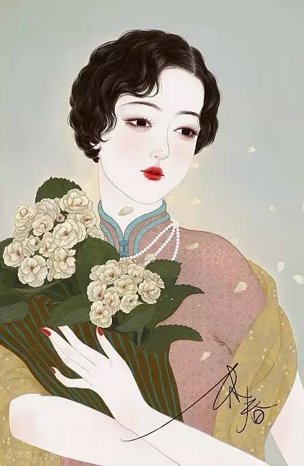 獨(dú)特中國(guó)美，最美插畫(huà)，膚如凝脂珠圓玉潤(rùn)民國(guó)