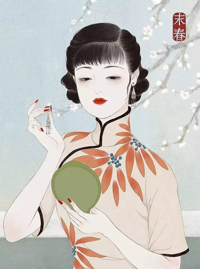 獨(dú)特中國美，最美插畫，膚如凝脂珠圓玉潤民國